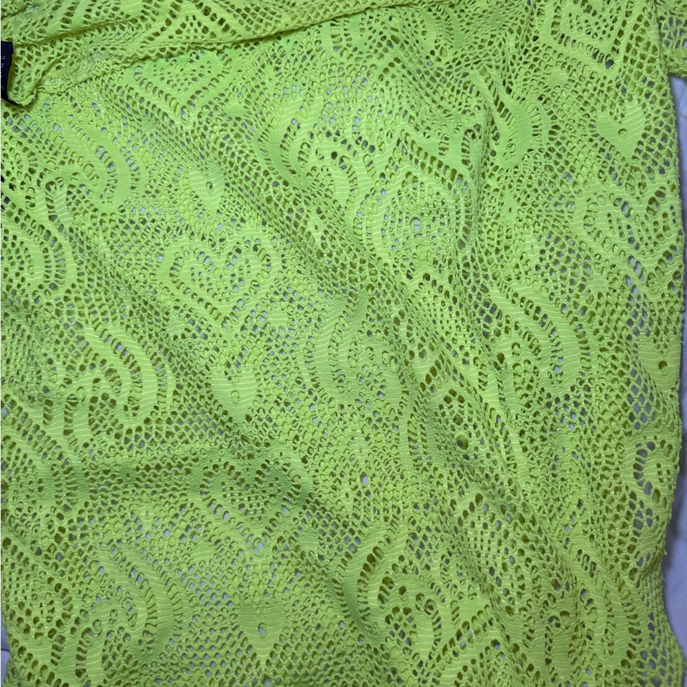 Jade Neon Green and orange Lace Swim Coverup
